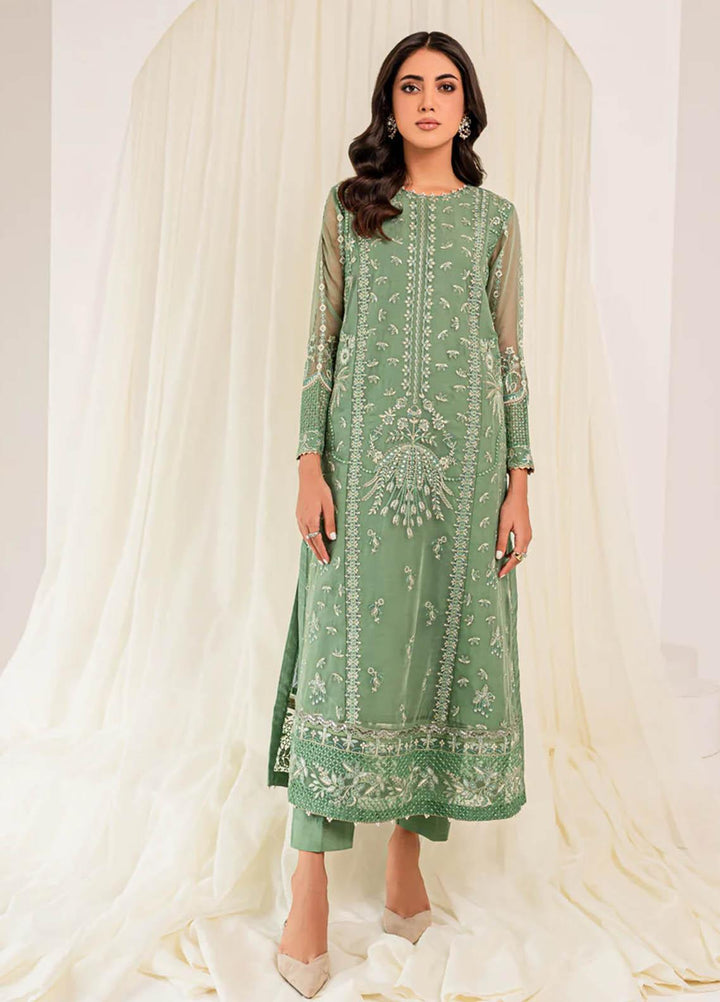 Xenia Formals Luxury Pret  Chiffon 3 Piece Dress Verde
