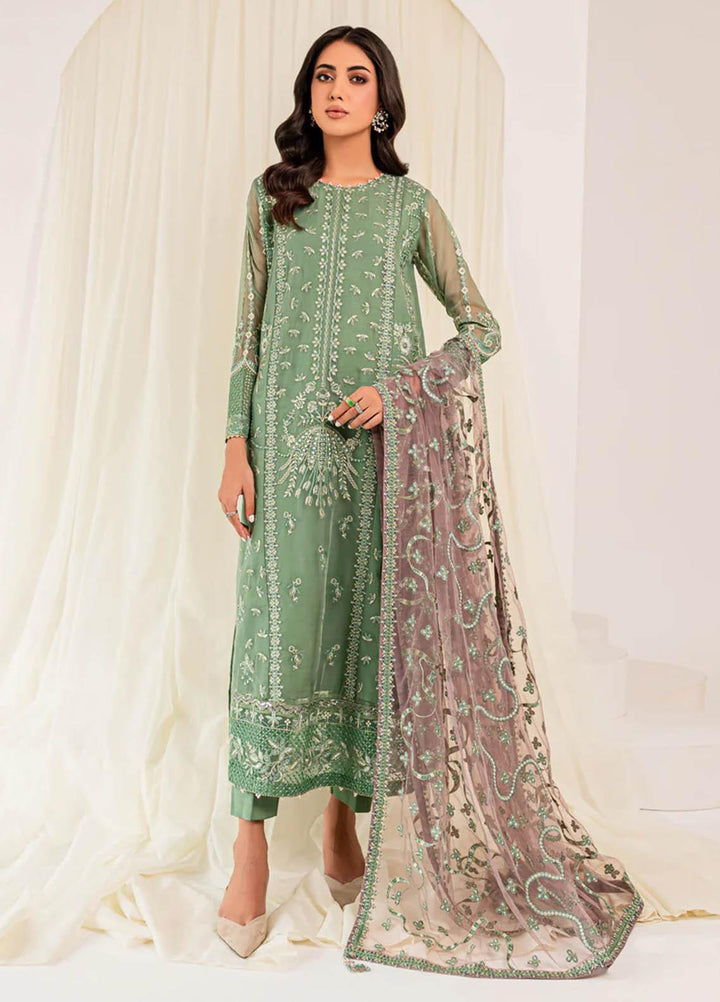 Xenia Formals Luxury Pret  Chiffon 3 Piece Dress Verde