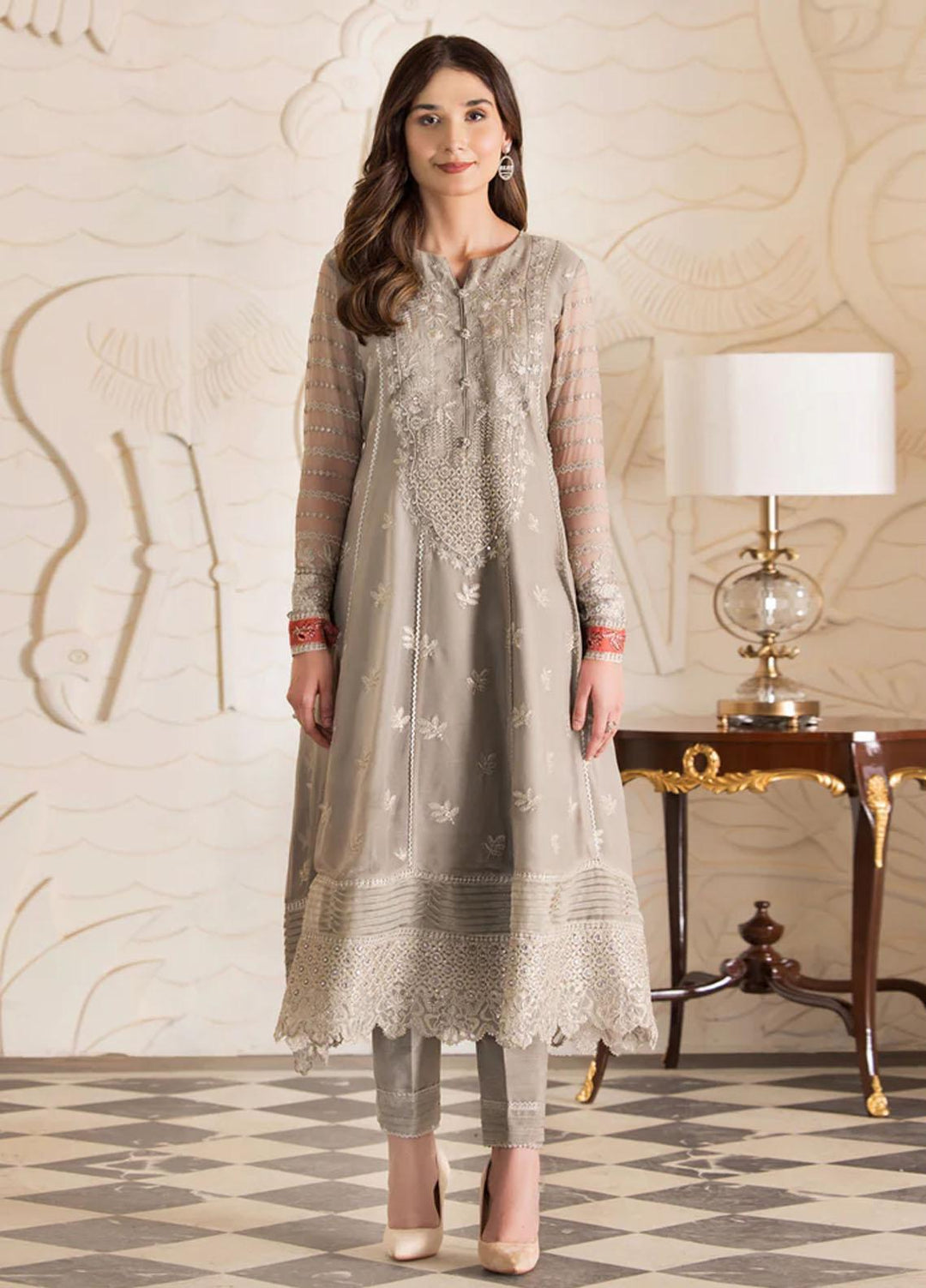 Xenia Formals Luxury Pret  Chiffon 3 Piece Dress XFR-22-419 ROSETTE