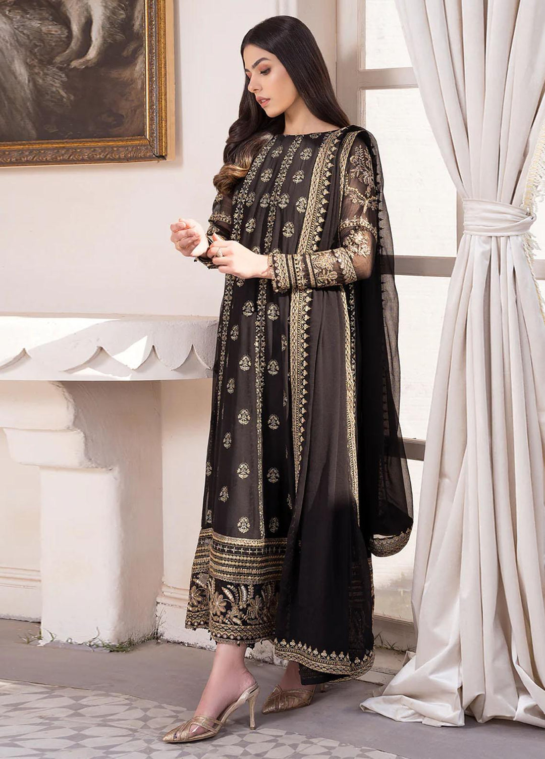 Xenia Formals Luxury Pret  Chiffon 3 Piece Dress XFR-23-449 QAIS