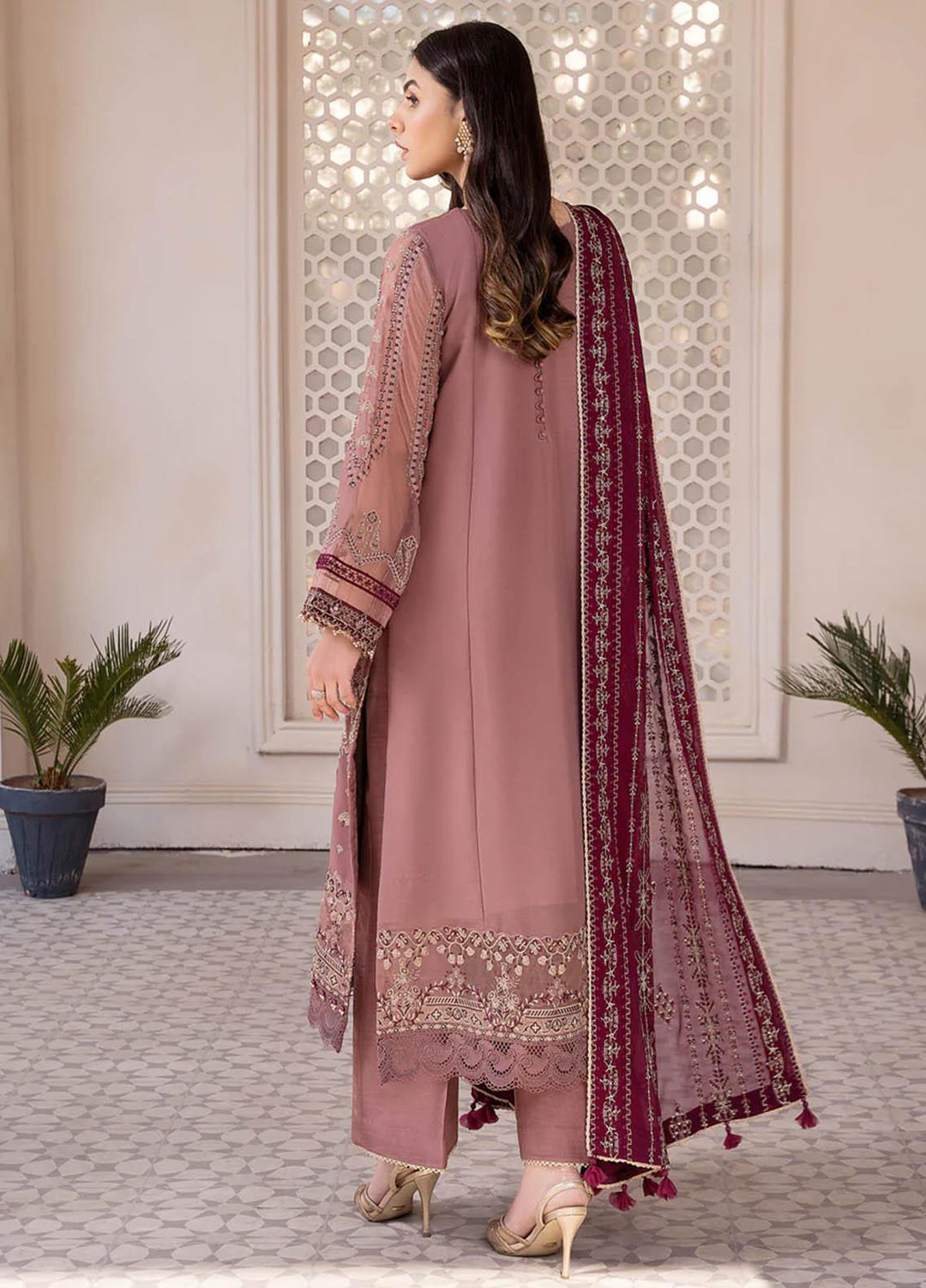 Xenia Formals Luxury Pret  Chiffon 3 Piece Dress Qausim