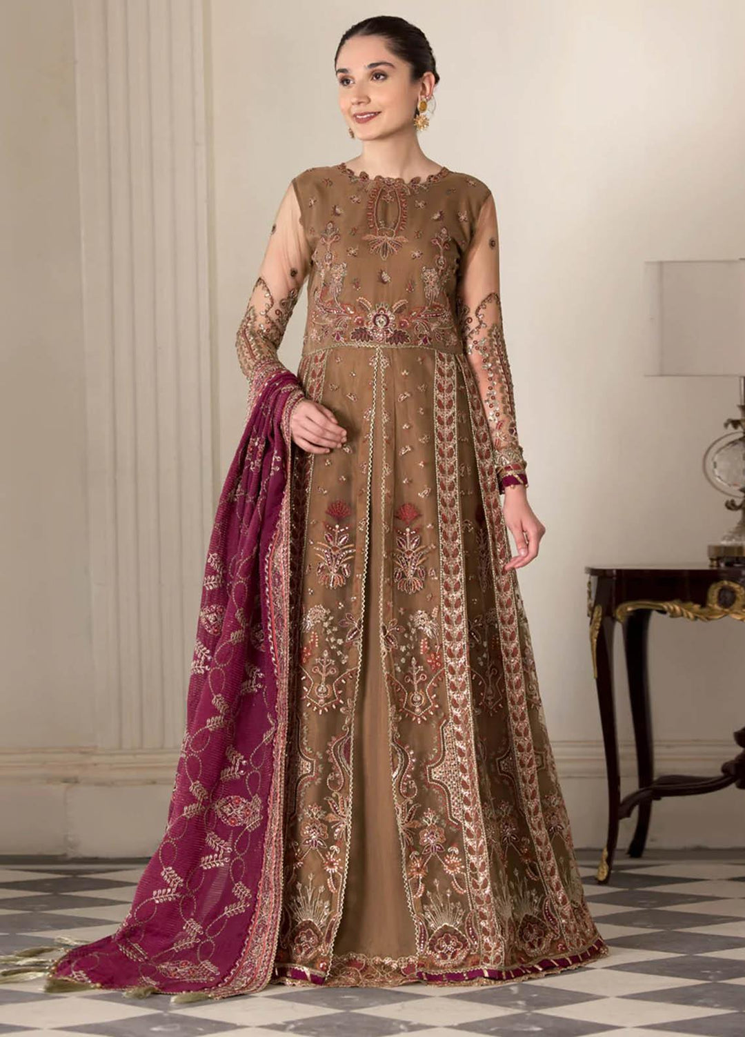 Xenia Formals Luxury Pret  Net 3 Piece Dress SOFIA XFR-22-425