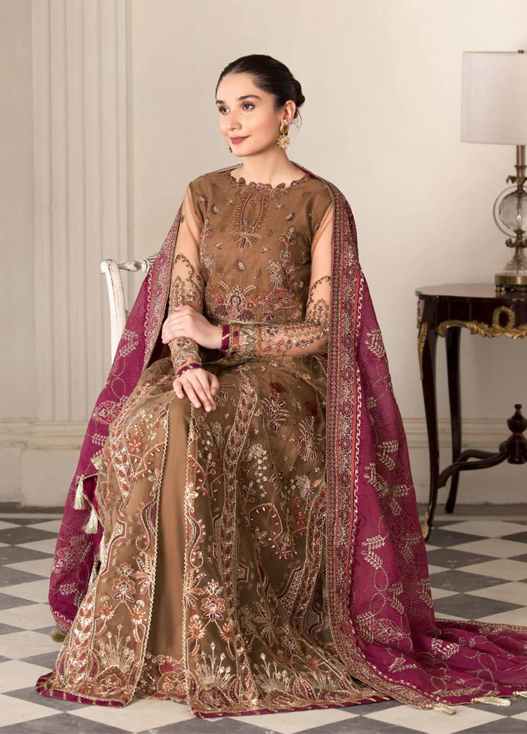 Xenia Formals Luxury Pret  Net 3 Piece Dress SOFIA XFR-22-425