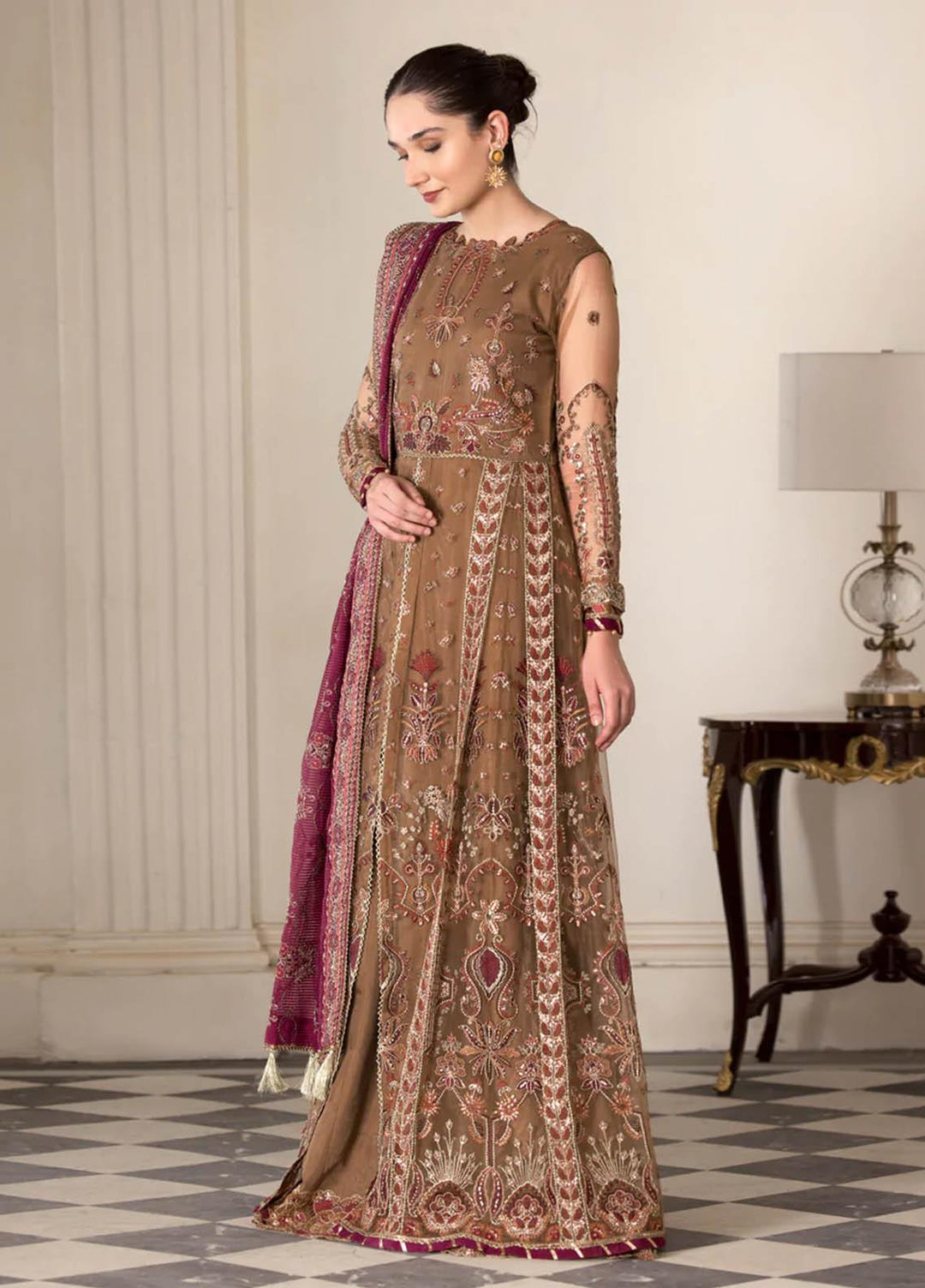 Xenia Formals Luxury Pret  Net 3 Piece Dress SOFIA XFR-22-425