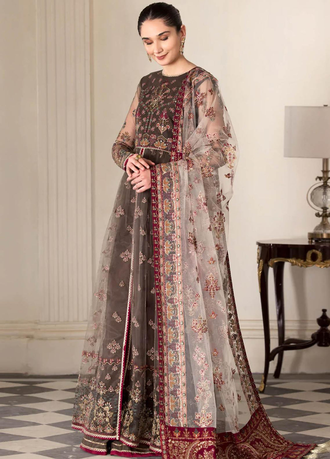 Xenia Formals Luxury Pret  Net 3 Piece Dress ELENA XFR-22-426