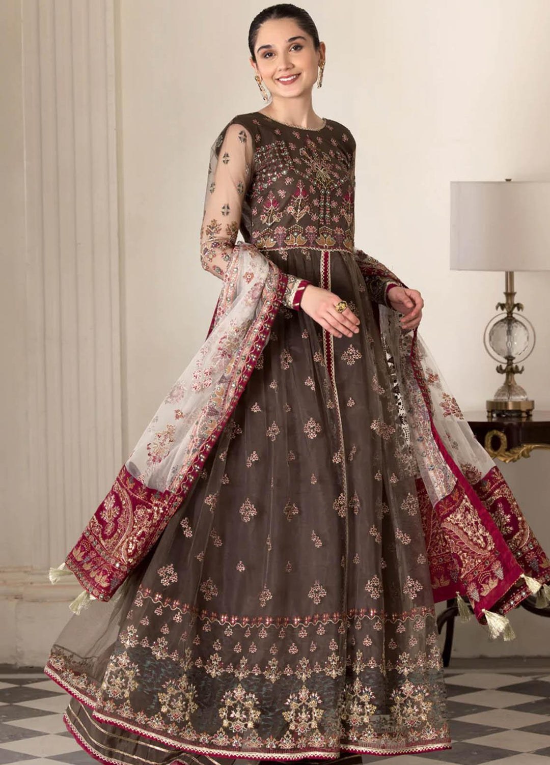 Xenia Formals Luxury Pret  Net 3 Piece Dress ELENA XFR-22-426