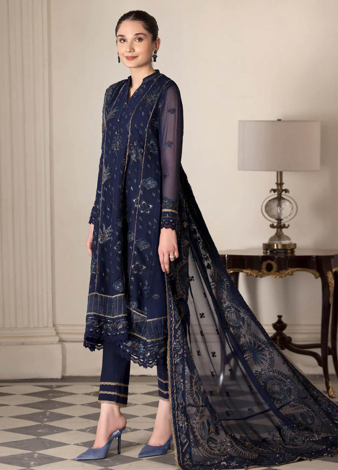 Xenia Formals Luxury Pret  Chiffon 3 Piece Dress IVY XFR-22-424