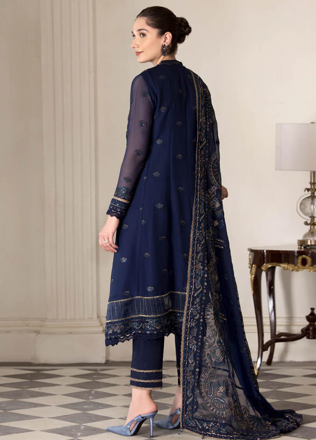 Xenia Formals Luxury Pret  Chiffon 3 Piece Dress IVY XFR-22-424