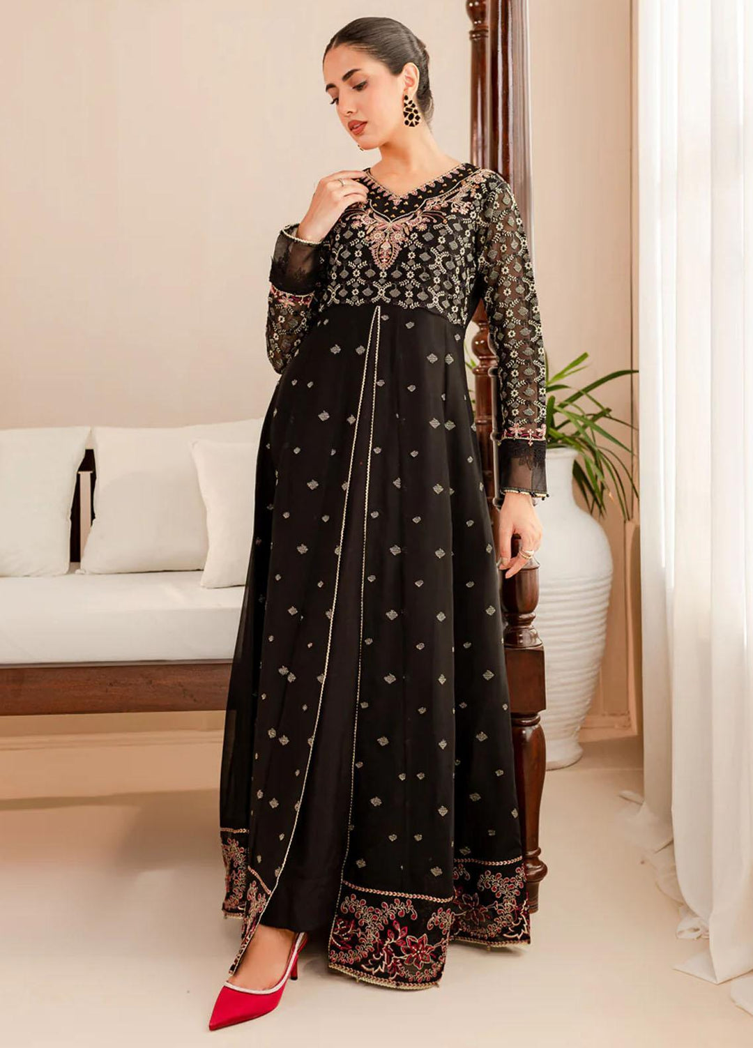 Xenia Formals Pret Embroidered Chiffon 2 Piece Suit XFR-23-570 Dahlia