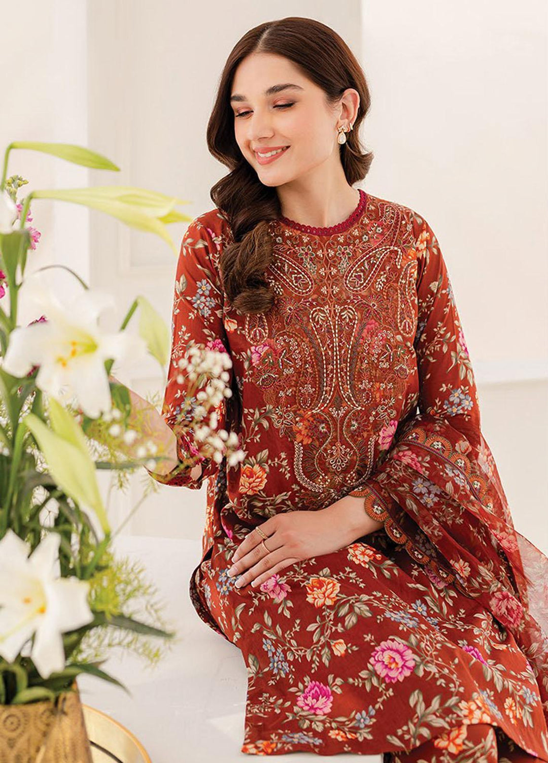 Xenia Formals Embroidered Lawn Suits Unstitched 3 Piece XE23SS D-01 Sicily - Summer Collection