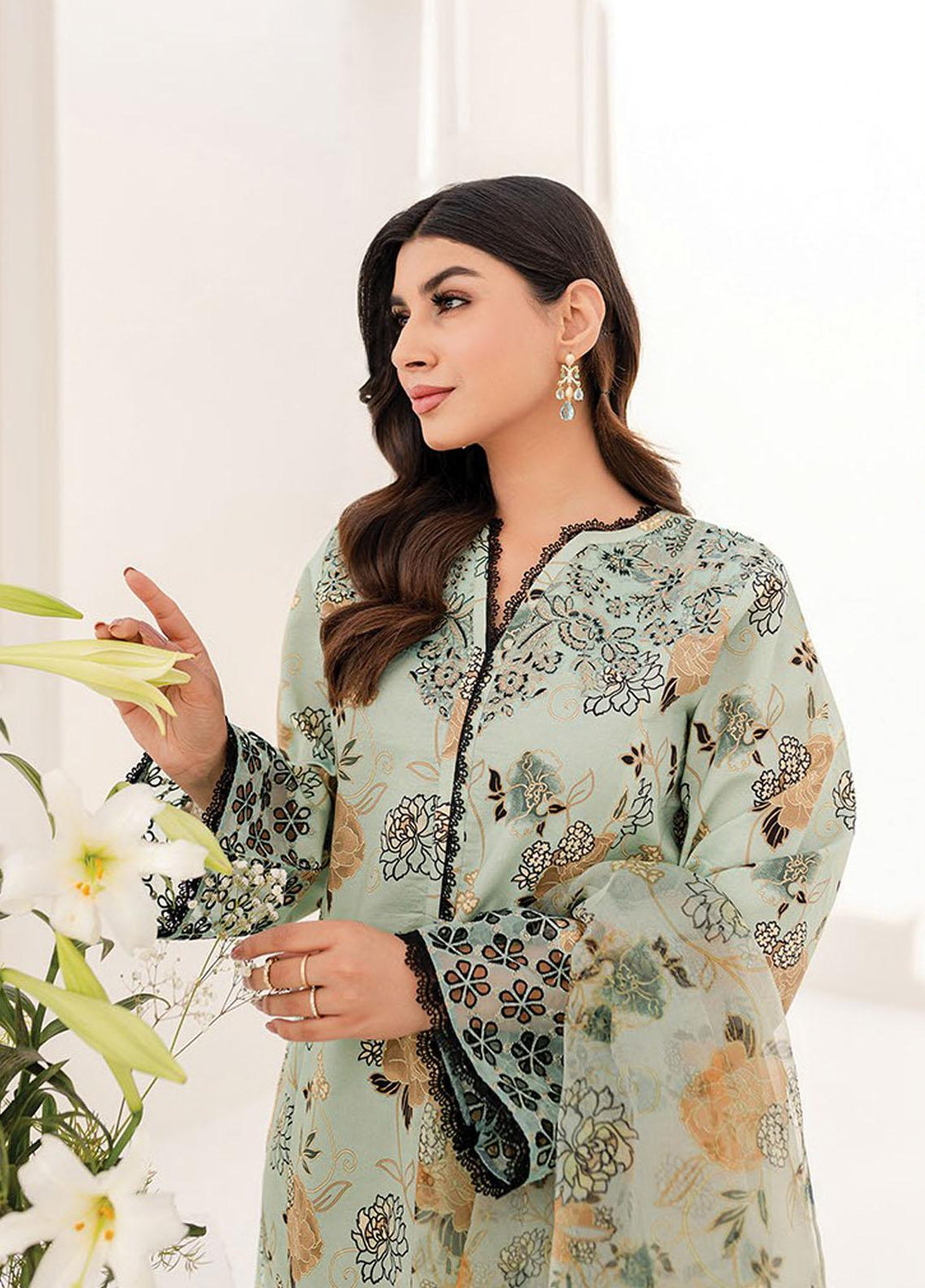 Xenia Formals Embroidered Lawn Suits Unstitched 3 Piece XE23SS D-02 Hesan - Summer Collection