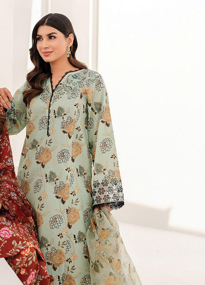Xenia Formals Embroidered Lawn Suits Unstitched 3 Piece XE23SS D-02 Hesan - Summer Collection