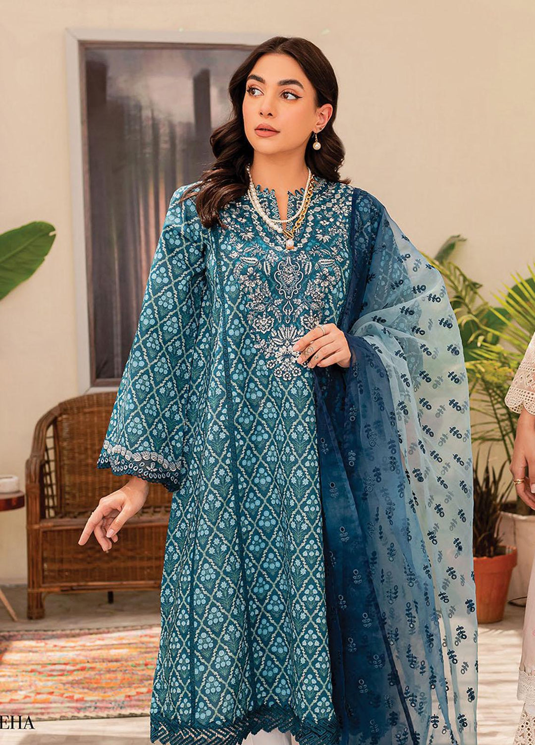 Xenia Formals Embroidered Lawn Suits Unstitched 3 Piece XE23SS D-03 Icaria - Summer Collection