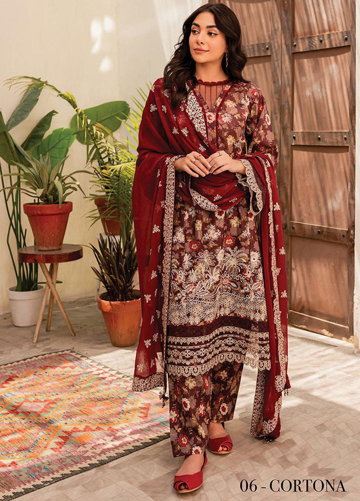Xenia Formals Embroidered Lawn Suits Unstitched 3 Piece XE23SS D-06 Cortona - Summer Collection