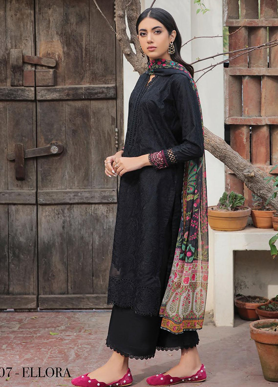 Xenia Formals Embroidered Lawn Suits Unstitched 3 Piece XE23SS D-07 Ellora - Summer Collection