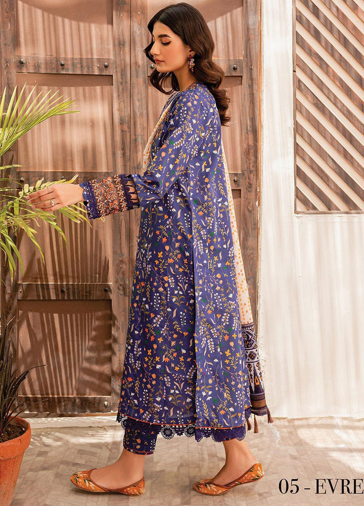 Xenia Formals Embroidered Lawn Suits Unstitched 3 Piece XE23SS-V2 D-05 Evron - Summer Collection