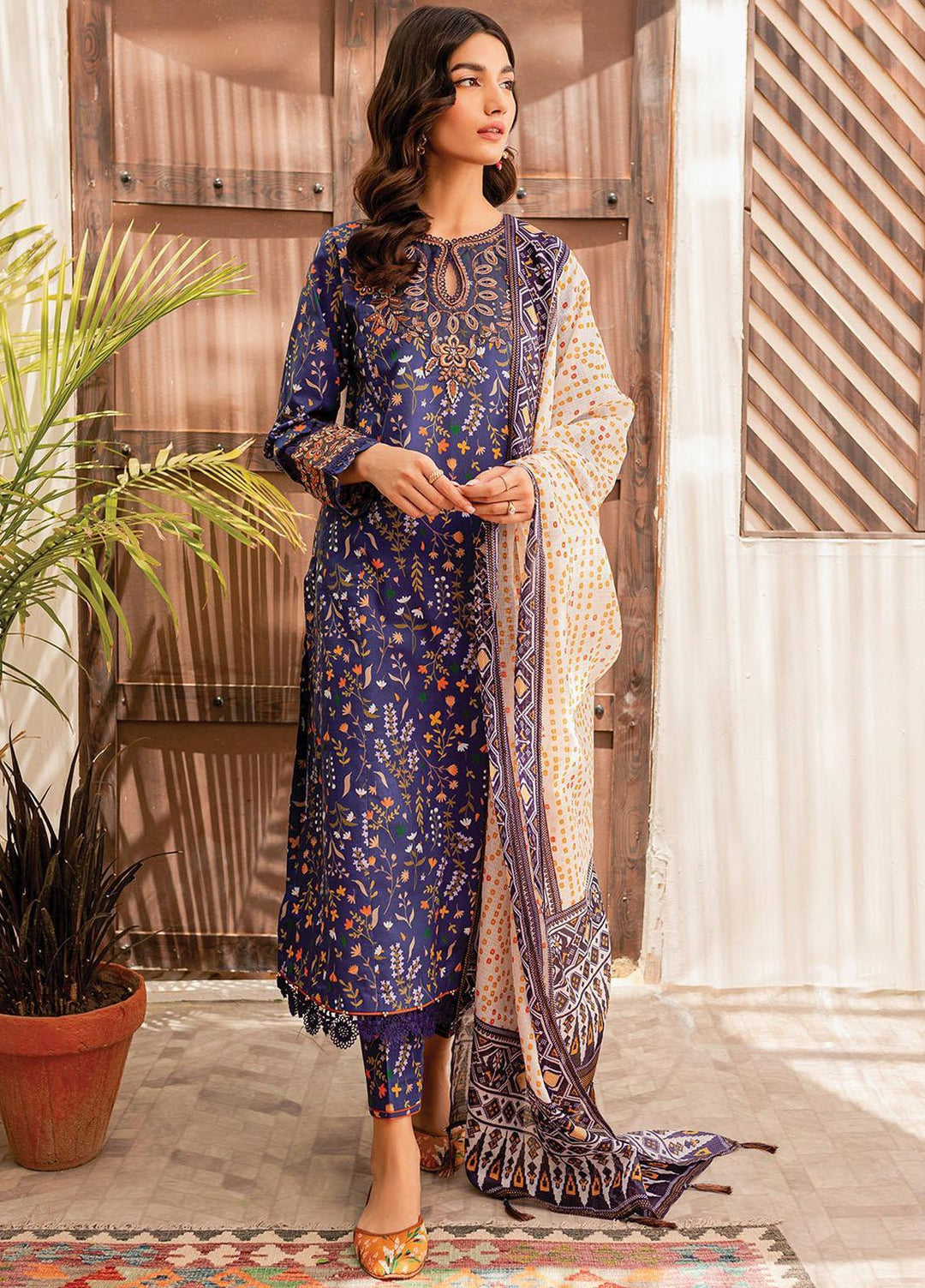 Xenia Formals Embroidered Lawn Suits Unstitched 3 Piece XE23SS-V2 D-05 Evron - Summer Collection