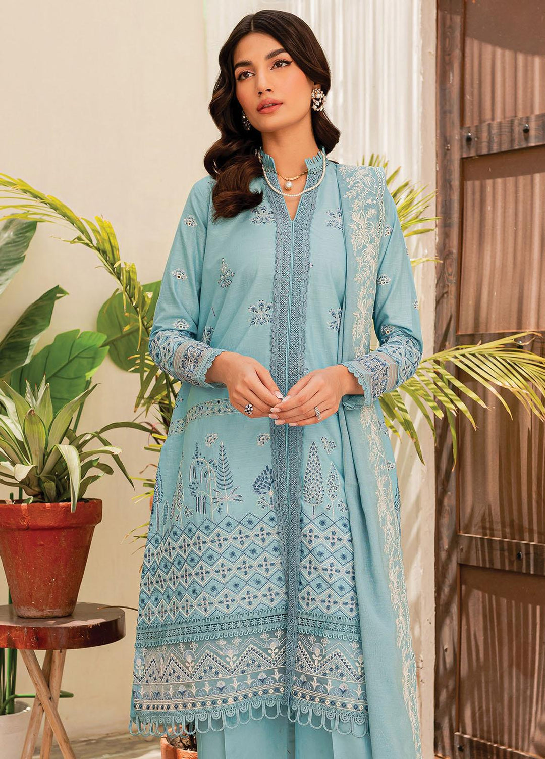 Xenia Formals Embroidered Lawn Suits Unstitched 3 Piece XE23SS-V2 D-08 Viola - Summer Collection