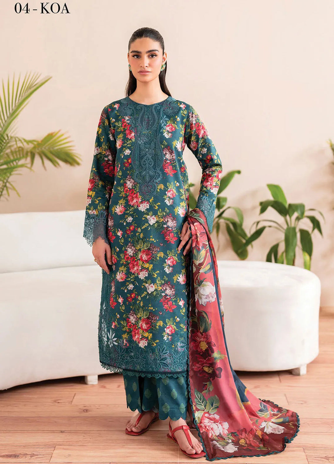 Xenia Printed Lawn Suits Unstitched 3 Piece XE25PL D-04 Koa - Summer Collection