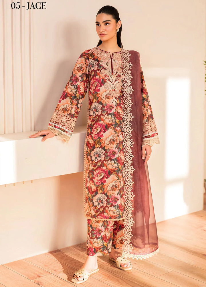 Xenia Printed Lawn Suits Unstitched 3 Piece XE25PL D-05 Jace - Summer Collection
