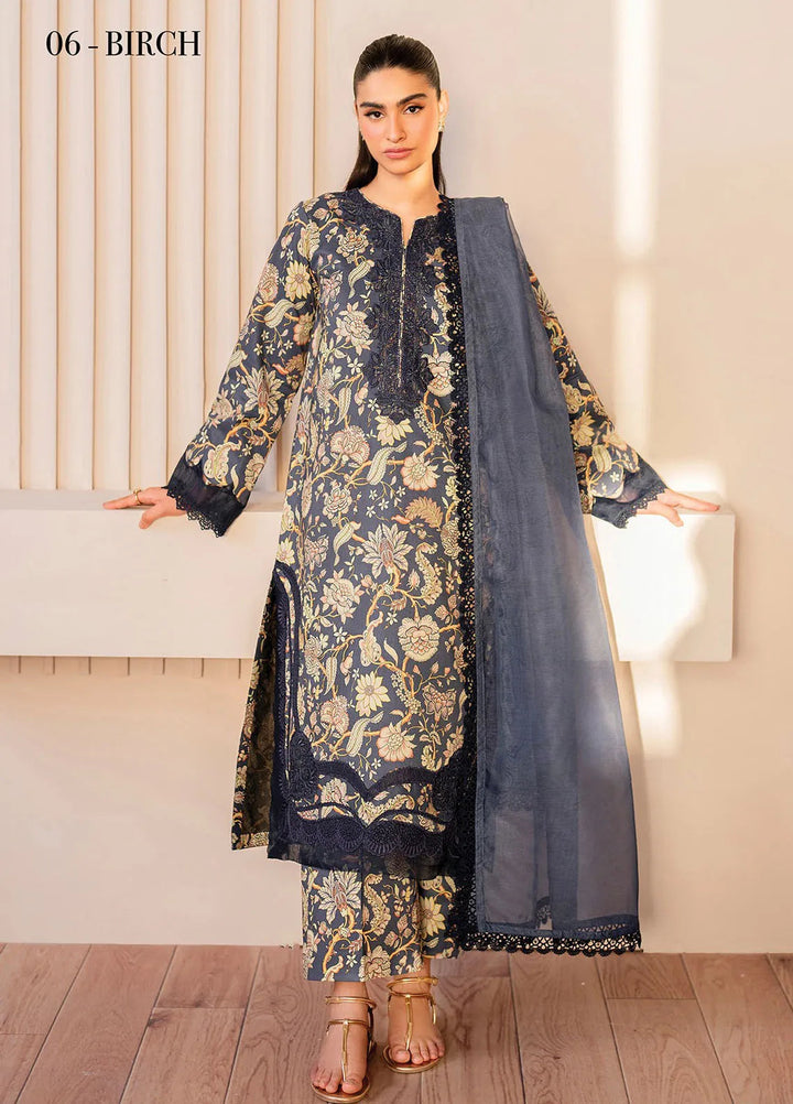 Xenia Printed Lawn Suits Unstitched 3 Piece XE25PL D-06 Brich - Summer Collection