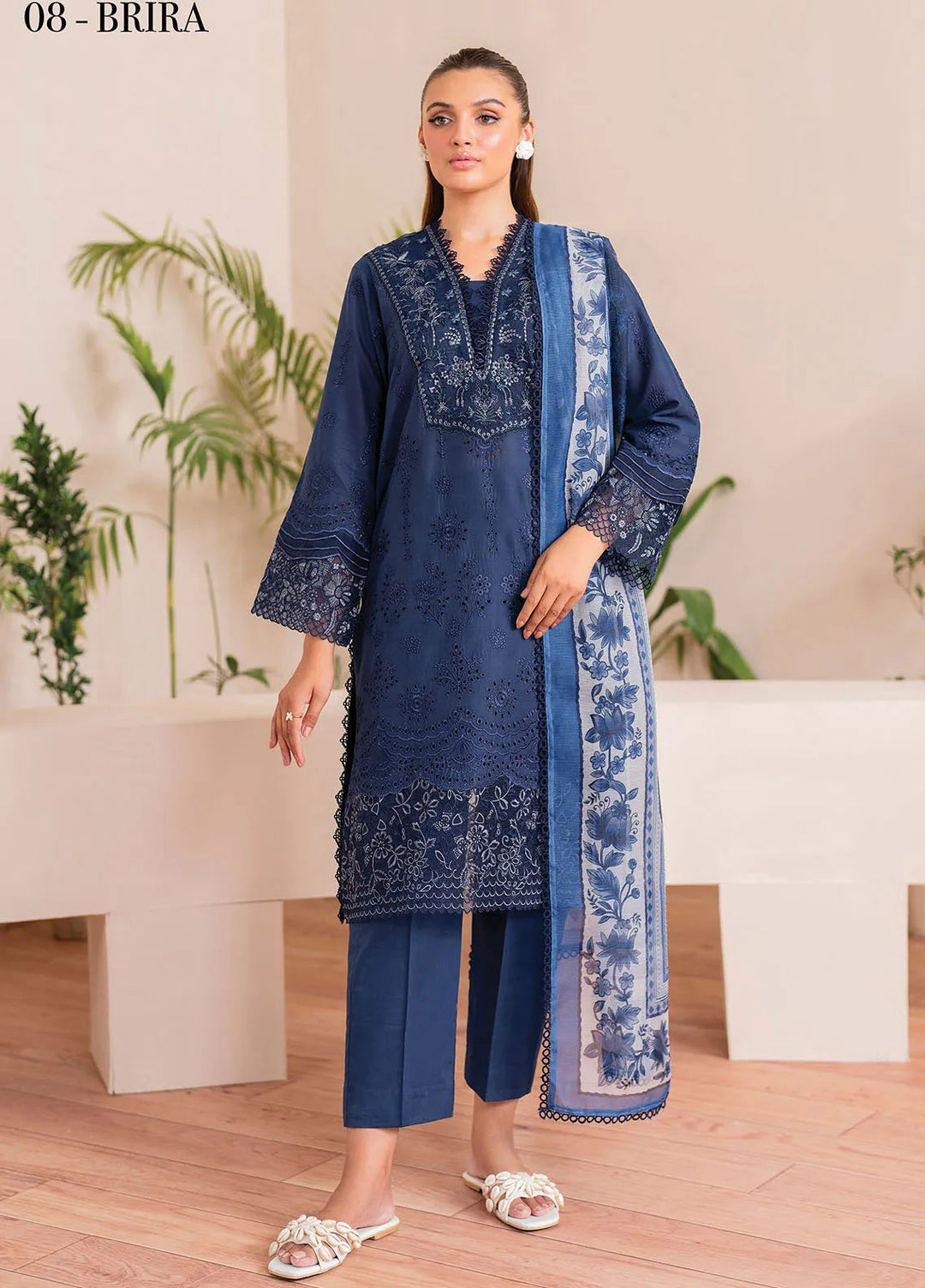 Xenia Printed Lawn Suits Unstitched 3 Piece XE25PL D-08 Brira - Summer Collection