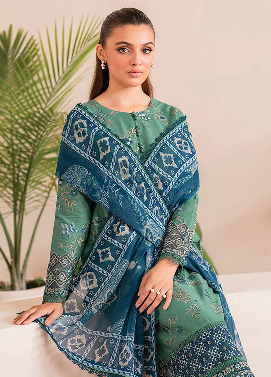 Xenia Printed Lawn Suits Unstitched 3 Piece XE25PL D-09 Luna - Summer Collection
