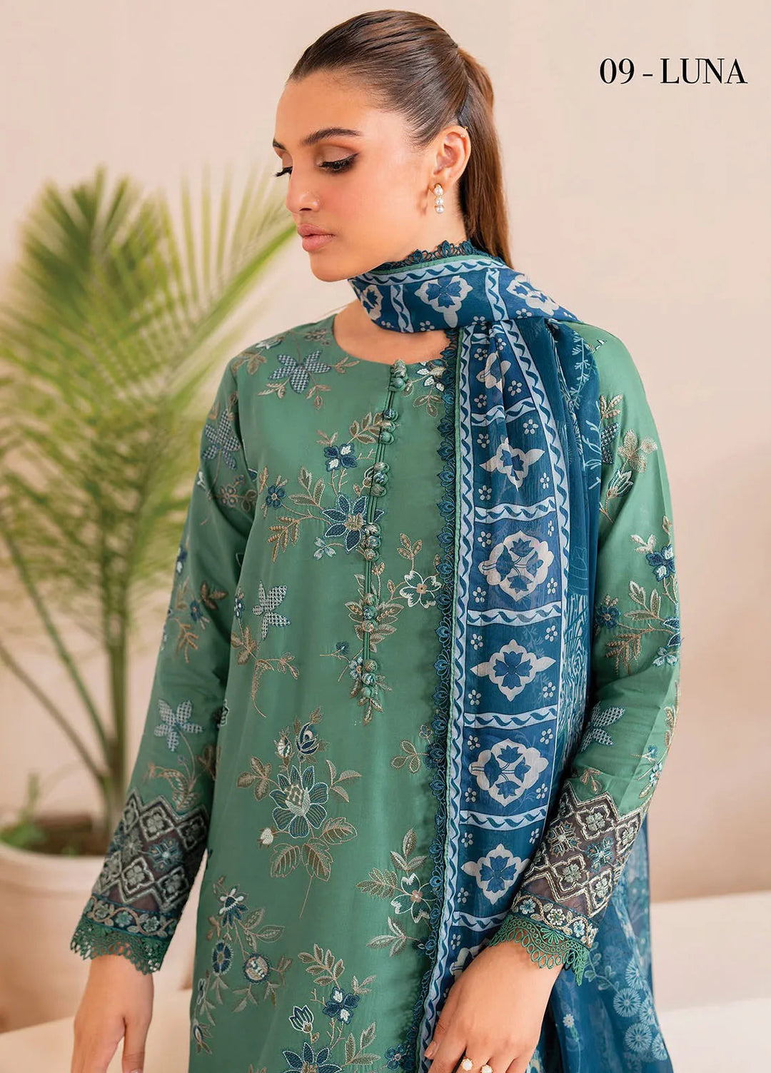 Xenia Printed Lawn Suits Unstitched 3 Piece XE25PL D-09 Luna - Summer Collection