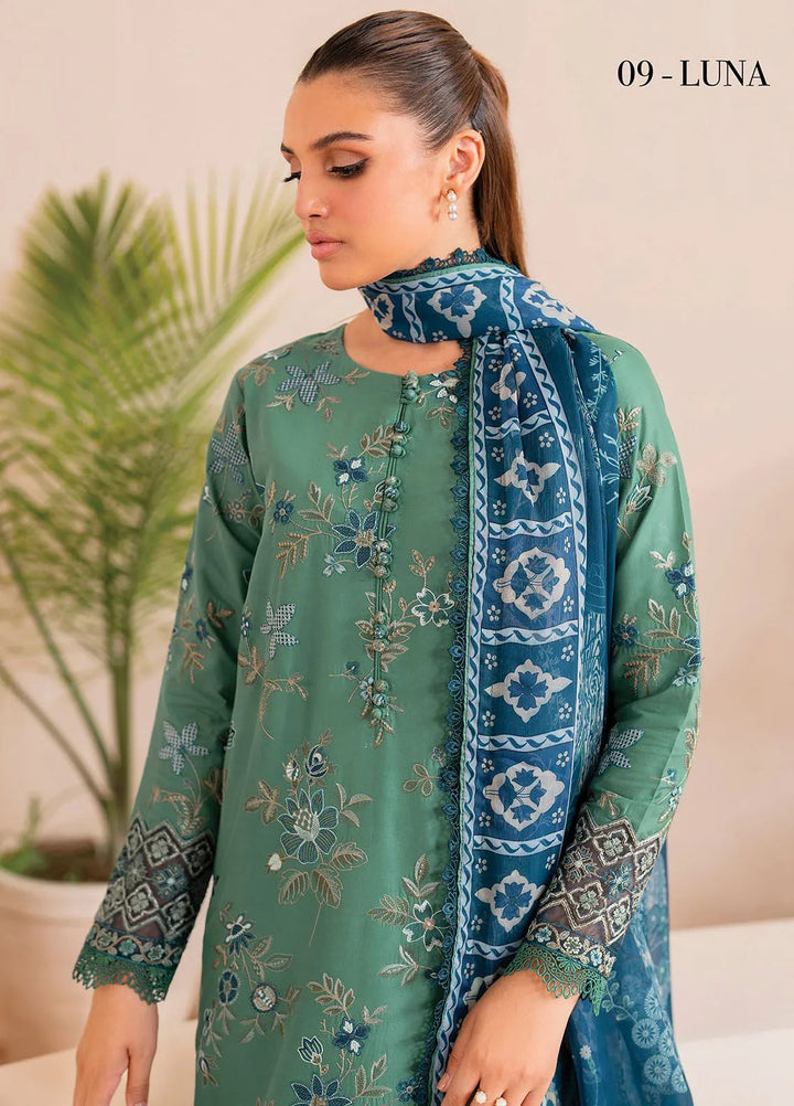 Xenia Printed Lawn Suits Unstitched 3 Piece XE25PL D-09 Luna - Summer Collection