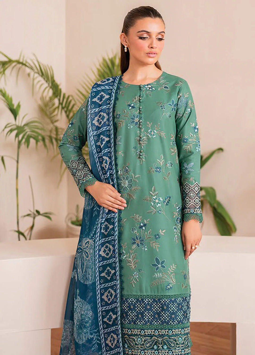 Xenia Printed Lawn Suits Unstitched 3 Piece XE25PL D-09 Luna - Summer Collection