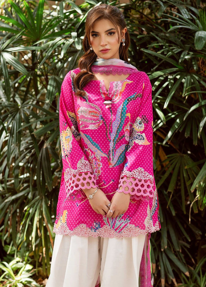 Yakin by Asifa Nabeel Embroidered Lawn Suits Unstitched 3 Piece AN25YL D-10 Rose Veil - Summer Collection