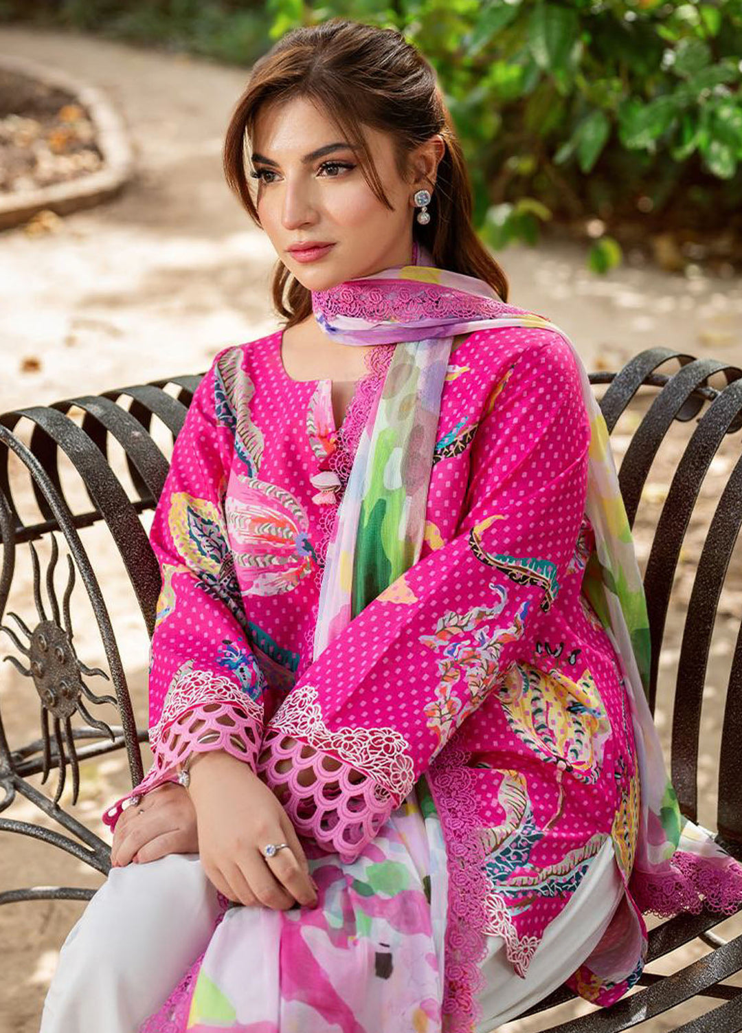 Yakin by Asifa Nabeel Embroidered Lawn Suits Unstitched 3 Piece AN25YL D-10 Rose Veil - Summer Collection