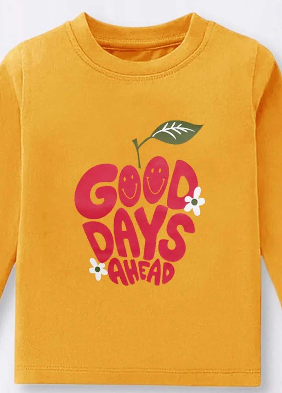 Baby Nest Yellow Good Days Ahead Printed Full Sleeves T shirt for Kids - BNDR-94