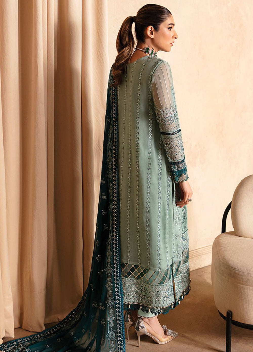 Yesfir By Xenia Formal Embroidered Chiffon Suits Unstitched 3 Piece ZE24Y 6-Khira - Luxury Collection
