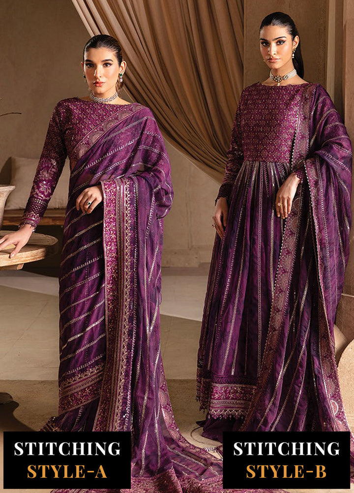 Yesfir By Xenia Formal Embroidered Rawsilk Suits Unstitched 3 Piece ZE24Y 8-Khulat - Luxury Collection