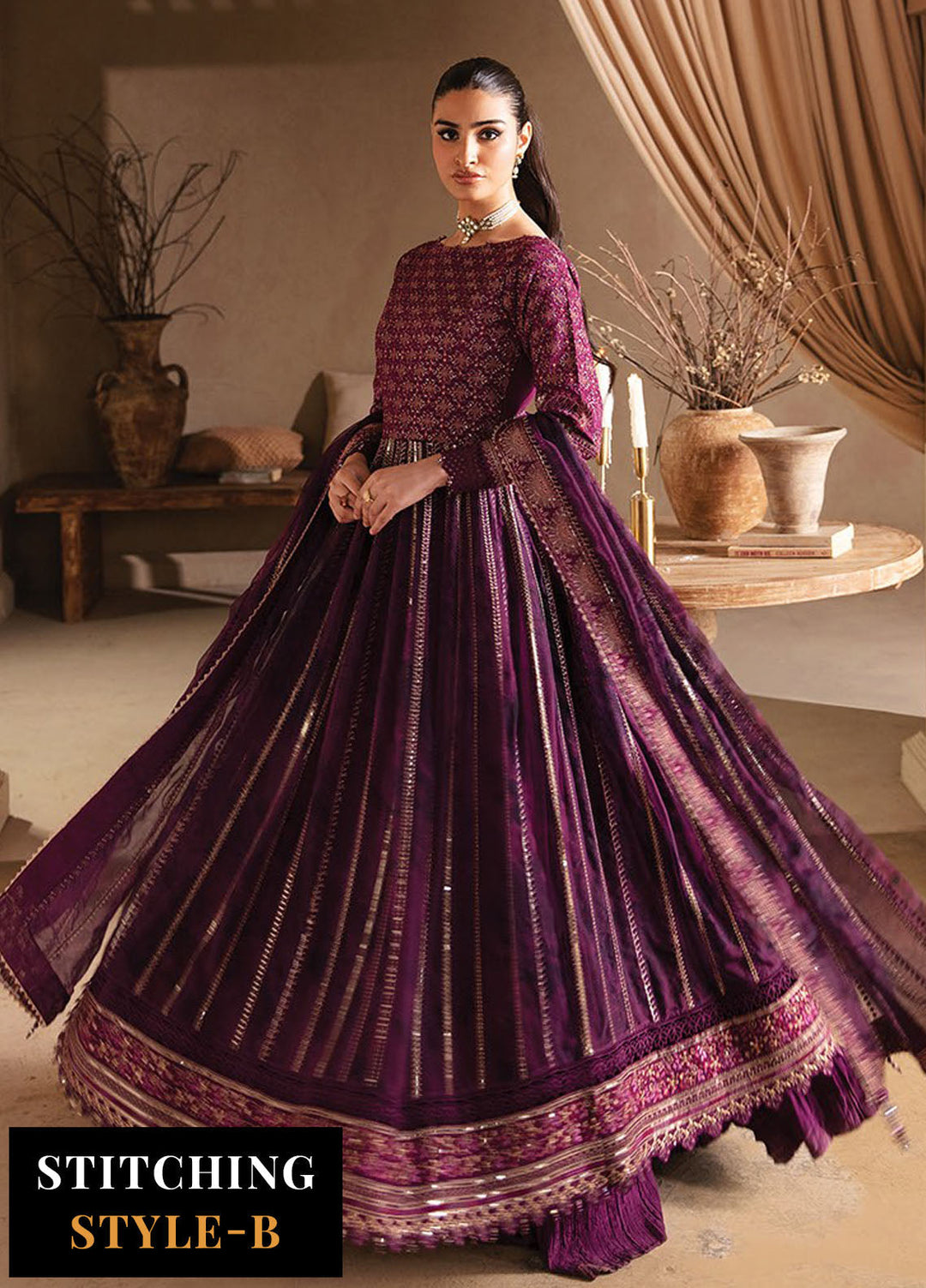 Yesfir By Xenia Formal Embroidered Rawsilk Suits Unstitched 3 Piece ZE24Y 8-Khulat - Luxury Collection