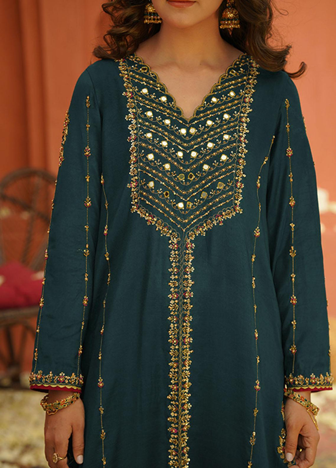 Zaaviay Luxury Pret  Raw Silk 3 Piece Suit ZV22BH SHEESHAM