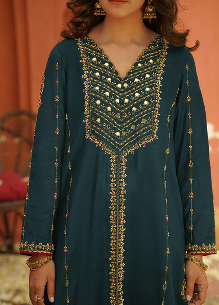 Zaaviay Luxury Pret  Raw Silk 3 Piece Suit ZV22BH SHEESHAM