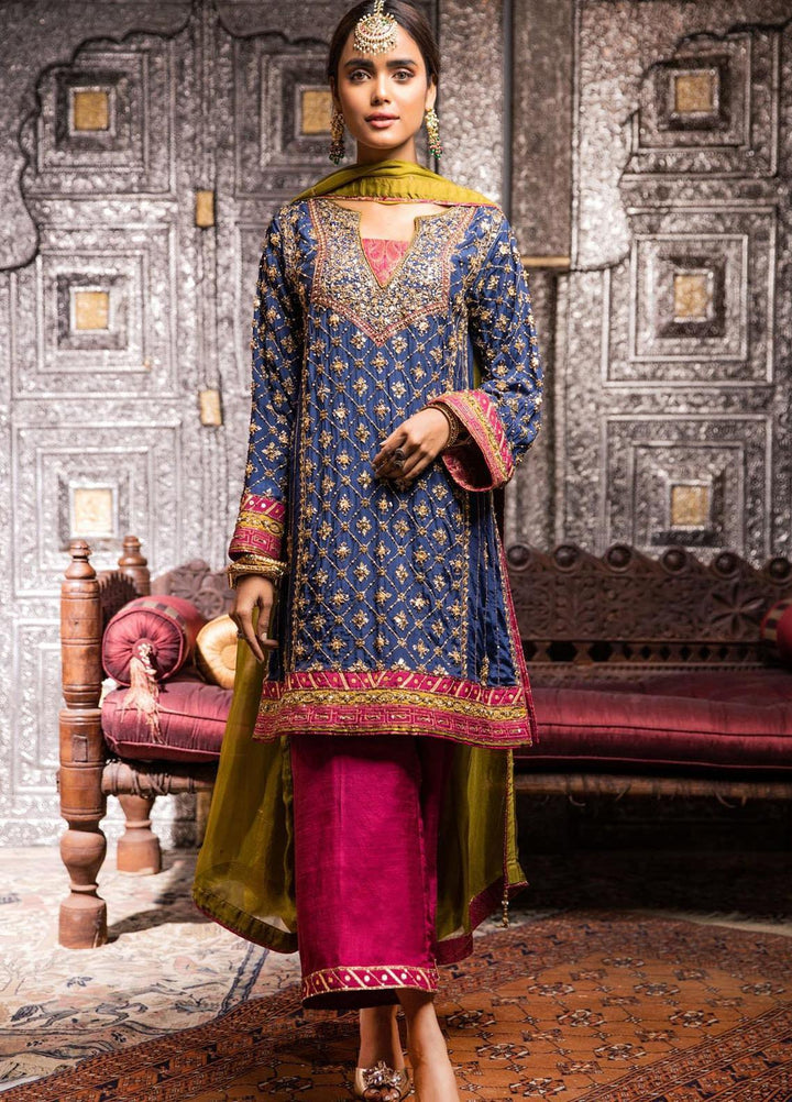 Zaaviay Embroidered Raw Silk Stitched 3 Piece Suit ROSHAN