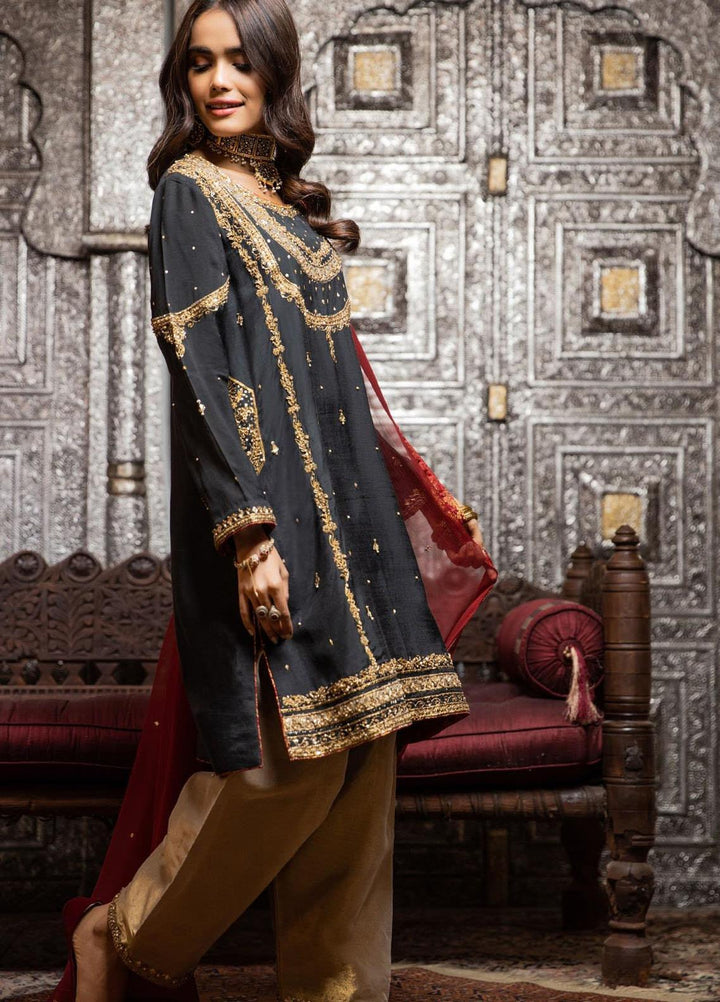 Zaaviay Embroidered Raw Silk Stitched 3 Piece Suit SHABNAMI