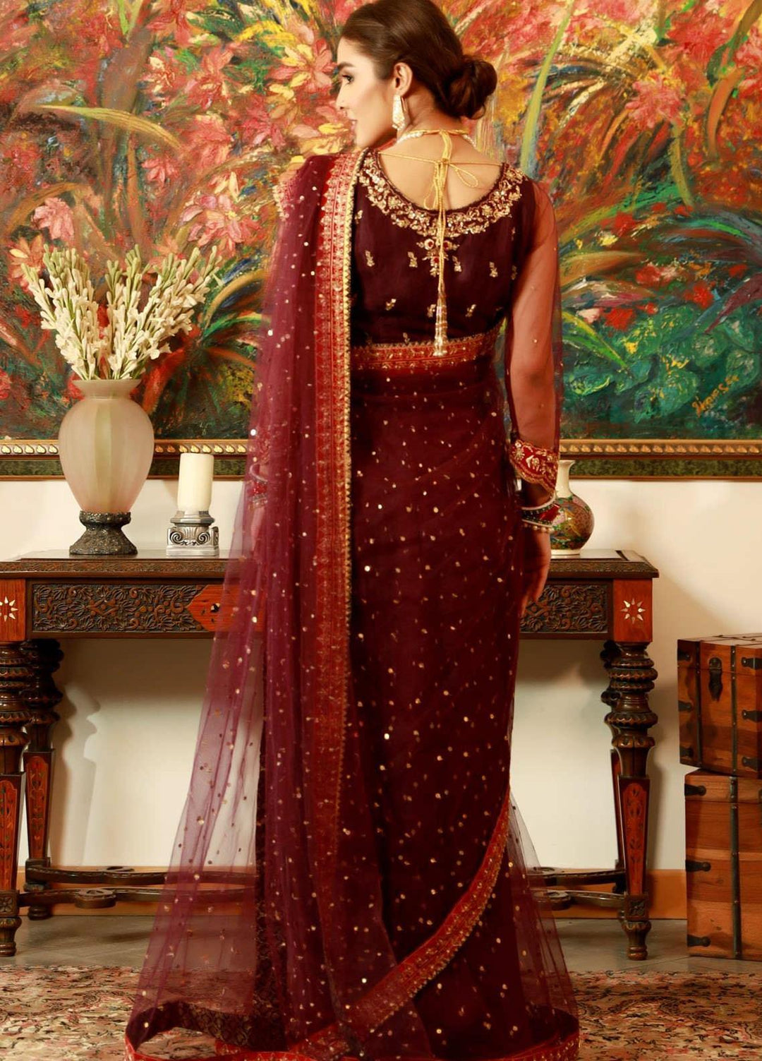 Zaaviay Embroidered Net Stitched Saree SHADMANI