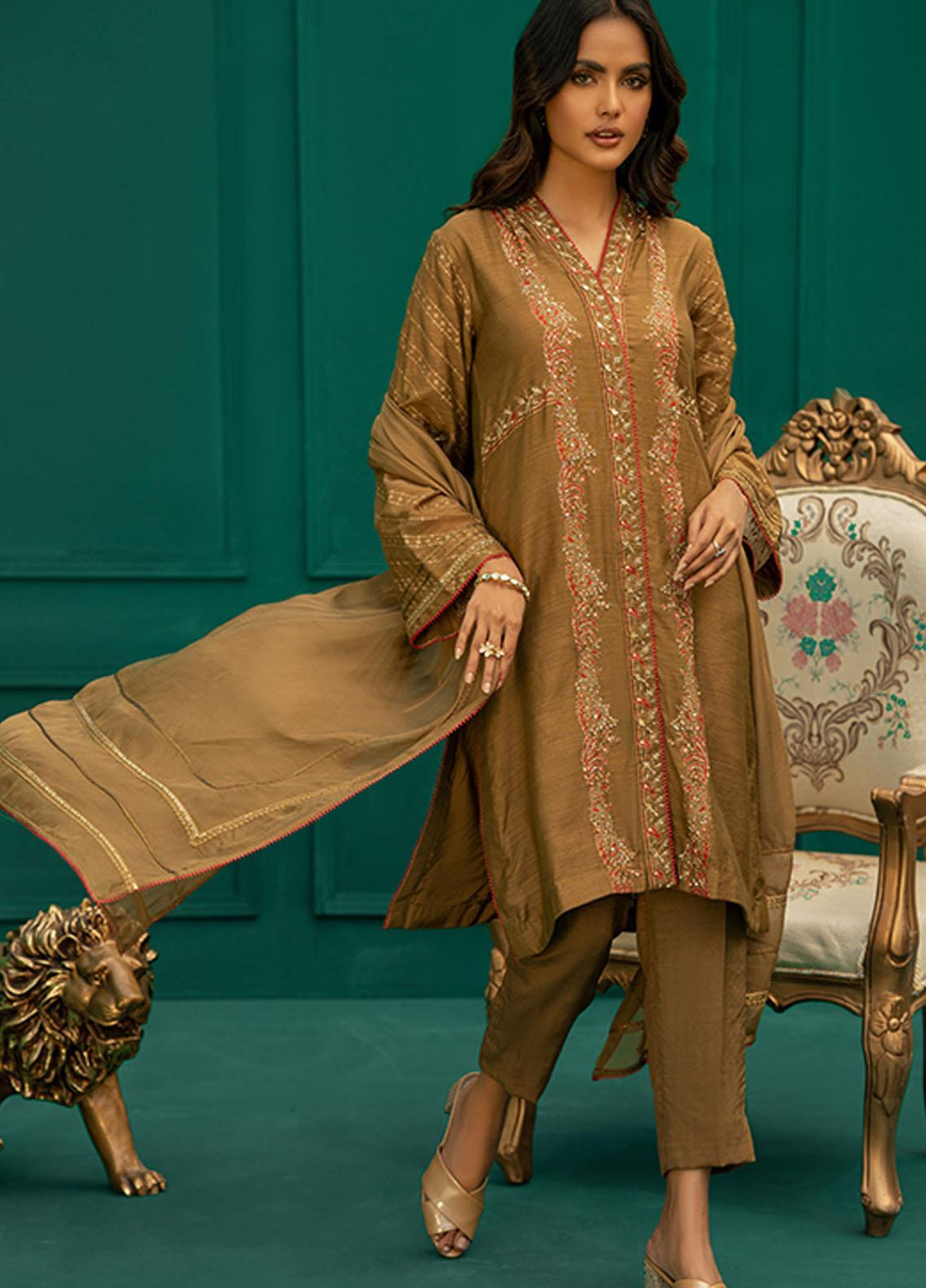Zaaviay Festive Pret  Karandi 3 Piece Suit ZV22PE SHAHKAR