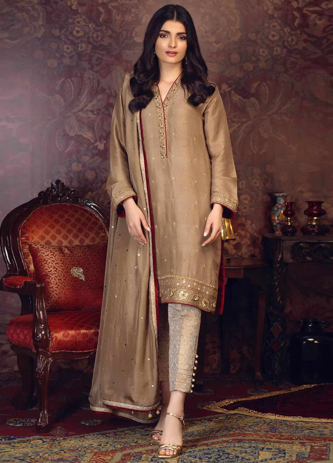 Zaaviay Pret Embroiderd Raw Silk  2 Piece ZV21RW ZAU-0010 Pareesa