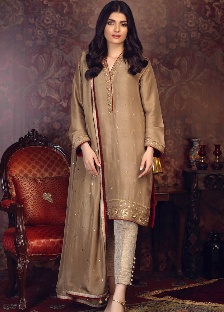 Zaaviay Pret Embroidered Raw Silk 3 Piece Suit Pareesa