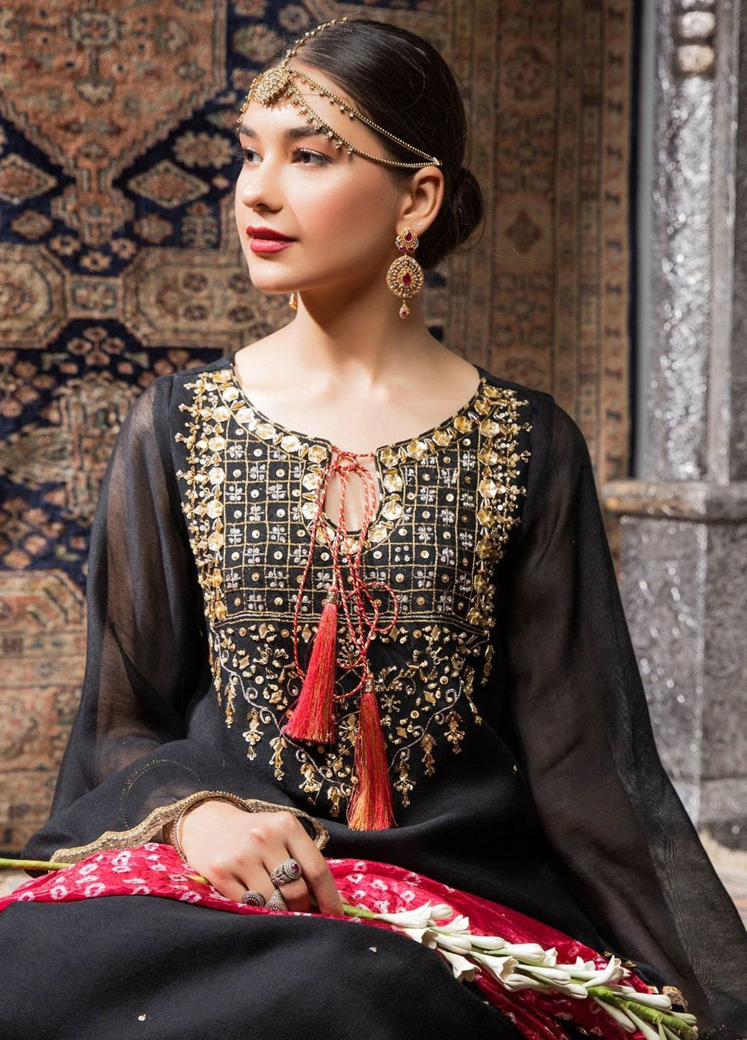 Zaaviay Pret Embroidered Khaadi Net 3 Piece Suit Jagmag