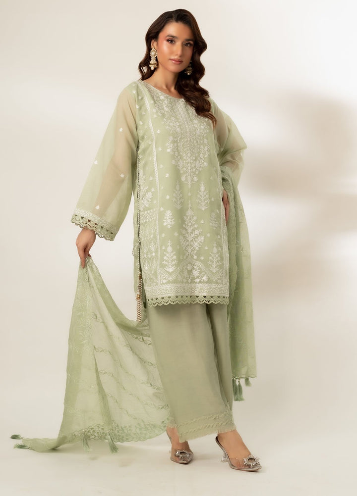 Zaaviay Pret Embroidered Cotton Net 3 Piece Suit Mint to Be