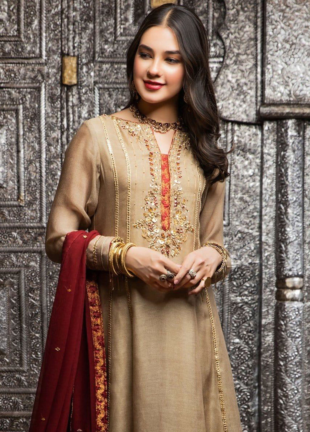 Zaaviay Pret Embroidered Khaadi Net 3 Piece Suit Jhoom