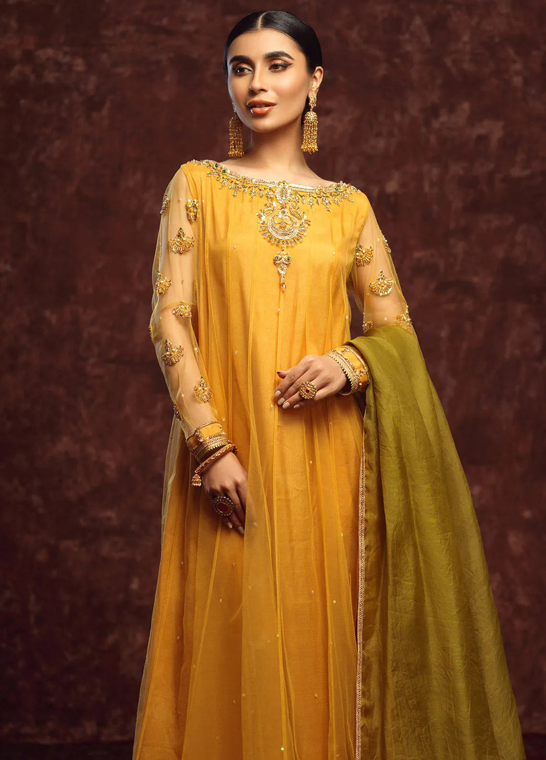 Zaaviay Pret Embroidered Net 3 Piece Suit Chandbali