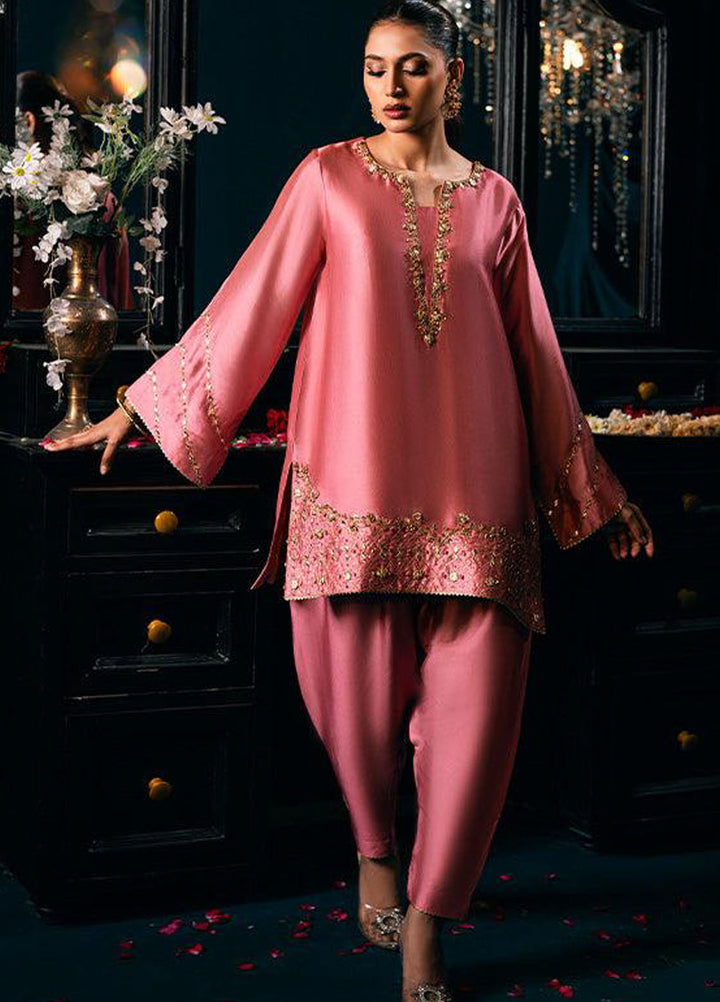 Zaaviay Pret Embroidered Silk 3 Piece Suit Tea Pink Splendor