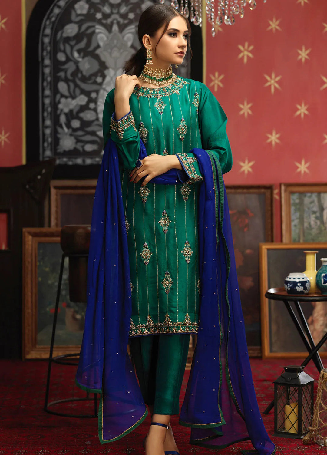 Zaaviay Pret Embroidered Raw Silk 3 Piece Suit Baria